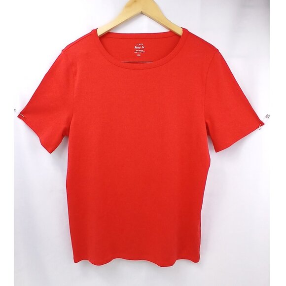 J. Crew Orange Cotton Perfect Tee Top - Picture 2 of 6